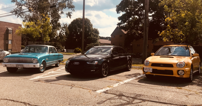 My two steeds and my buddy’s ‘03 WRX hatch.